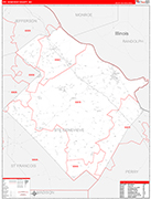 Ste. Genevieve County Wall Map Red Line Style